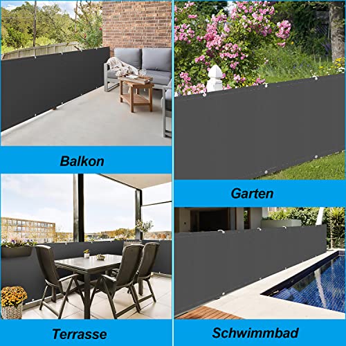 AEREY Balkonabdeckung 70x750 Cm – Sichtschutz Aus Kunststoffgewebe, Anthrazit