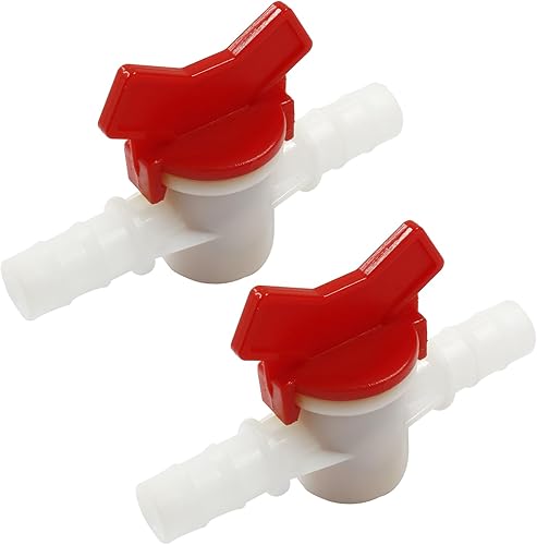 Rierdge Paquete de 2 válvulas de interruptor de riego por goteo, válvula de bola de identificación de manguera de púas de 12 pulgada para mangueras