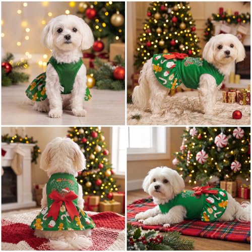 Image of CuteBone Dog Mesh Dress Christmas Puppy Sundress Pet Outfit Summer Fashion for Small Dogs Girl Cat Clothes BF52L-D