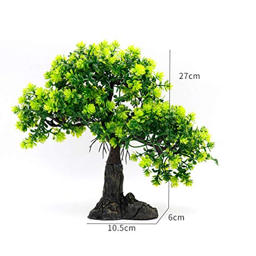 POPETPOP Fish Tank Decor Bonsai Tree - Artificial Pine Tree Plastic Plant Decor for Aquarium Bonsai Ornament Green Craft Landscape Tree - Image 4