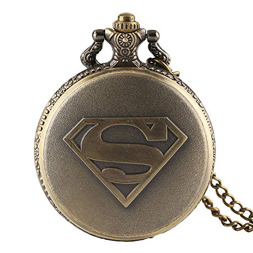 Men's Pocket Watch, Christmas Gifts Superman Vintage Bronze Quartz Pocket Watch with Chain Flip, Gifts for Men Men's Pocket Watch, Christmas Gifts Superman Vintage Bronze Quartz Pocket Watch with Chain Flip, Gifts for Men