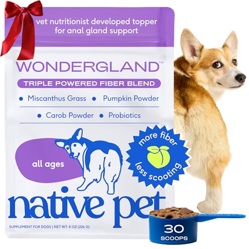Native Pet WonderGland - Dog Anal Gland Treatment Using Fiber for Dogs - Prevent Scooting for Dogs Anal Gland Supplement Including Dog Gut Health Probiotics for Anal Gland Support - 30 Scoops