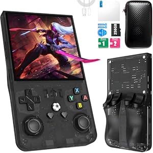 R36MAX Retro Handheld Spielkonsole, 256 G über 40.000 Spiele, 4-Zoll-IPS Retro Konsole, Linux-System, 4000-mAh-Akku, Unterstützt Mehrere Emulatoren,Tragbare Mini-Arcade(Schwarz)
