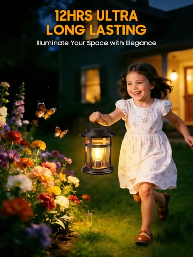 Image of Solar Lantern Outdoor Waterproof, 2 Pack Bright Hanging Solar Lights for Outside Decorative, Upgraded Solar Powered Lanterns LED Lighting for Garden Patio Porch Decor Gifts (Warm Light)