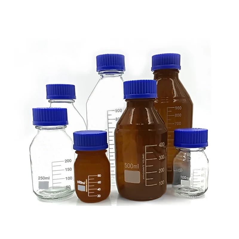 Frasco de vidrio transparente marrón con tapa de rosca for reactivos de laboratorio, sellado, for muestras de laboratorio (1000 ml, 1 unidad).(1000mL 1pc)