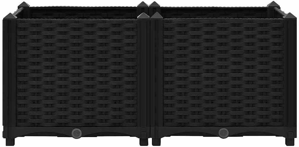 vidaXL Raised Bed - 31.5"x15.7"x15" Black Polypropylene Rectangular Raised Planting Bed - Spacious Flower, Herb or Vegetables Garden Pot | Durable and Outdoor Suitable.