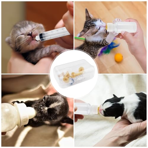 Rseuphiee Aufzuchtflasche, Haustier Fütterung Silikon Nippel, katzenmilch Aufzuchtflasche für undewelpen Kitten, mit Spritzen, Futterspritzen Kleintiere, für Welpen Hund Katze oder andere Haustiere