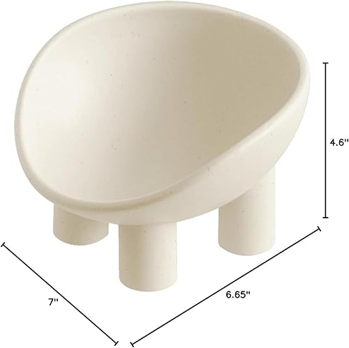 Miniatura 8 de Cuenco de cerámica para gatos de cuatro patas, cuencos para mascotas gorditos lindos, crema mate