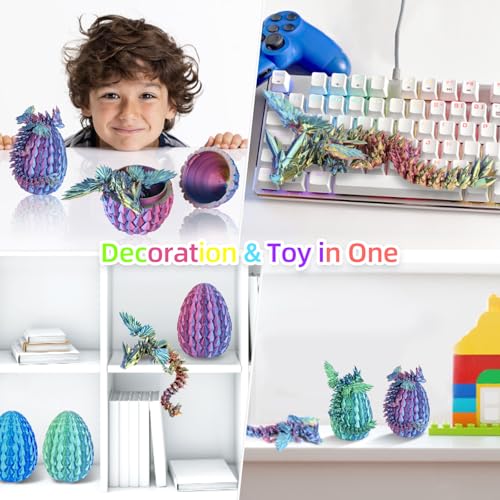 3D Printed Dragon Egg - Crystal Dragon Articulated Fidget Toys for Home Office Decor - Stocking Stuffer, Easter Eges, Surprise Eggs, Collectible Gift for Kids & Adults - Fidget Desk Toy for Kids — view 4