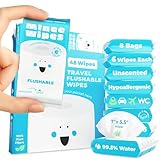 Impossibly Compact Travel Flushable Wipes - 99.5% Water and Aloe - Safe for Sensitive Skin,...