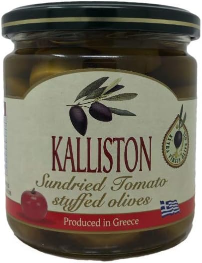 Kalliston Green Olives stuffed with Sundried Tomato imported from Greece