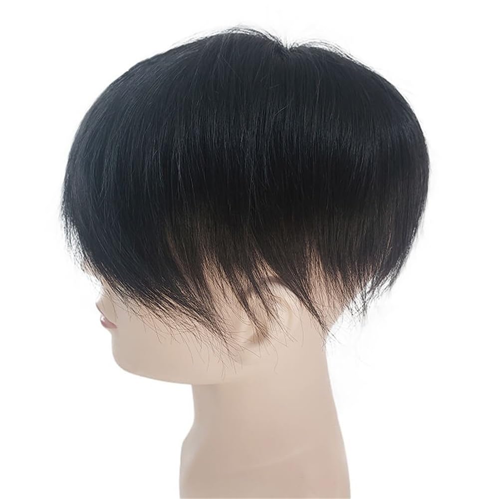 Men's Toupee Parrucchino for uomo Sistema capillare sostitutivo Parrucca base MoNo for capelli umani neri naturali(13x19cm)