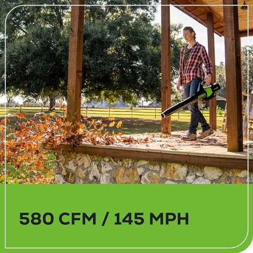 Image of Greenworks 60V 13 inch String Trimmer + (540 CFM) Leaf Blower Combo, 4.0Ah Battery, Rapid Charger + Bonus 4.0Ah Battery