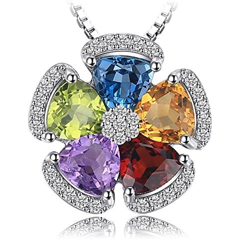 JewelryPalace Flor Collar Plata Mujer con Gemas Naturales Cover