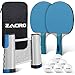 Zacro Raquette Ping Pong - Ping Pong Kit avec Poignée en Peuplier, Deux Raquettes De Ping-Pong et 6 Balles, avec 170CM Filet Ping Pong (Bleu)