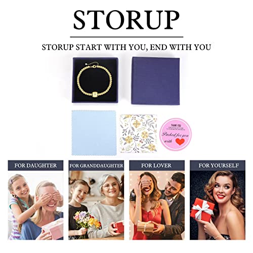 Personalized Gold Initial Bracelets For Women Girls, 14K Gold Filled Charm Initial J Bracelet Adjustable Beaded Bracelet Dainty Gold Initial Bracelets Jewelry For Women Teen Girls Valentines Day Gifts #TOP6