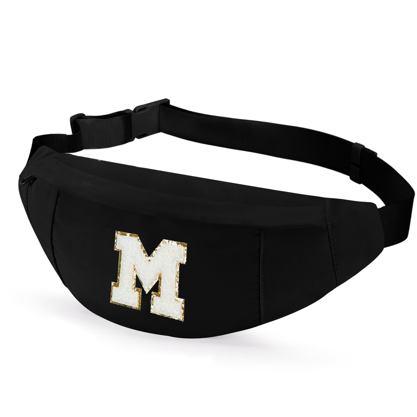 MAXTOP Personalized Fanny Pack Crossbody Bag Waist Pack with Initial Letter Patch,Christmas Gifts Cute Trendy Stuff for Daughter Sister Her,Black M
