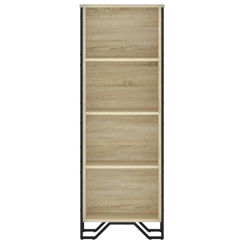 Libreria in rovere Sonoma, 50 x 31 x 137,5 cm, in legno con 4 scomparti aperti, piastra superiore stabile, piedini in metallo, supporto da parete, ideale per soggiorno, ufficio, cameretta dei