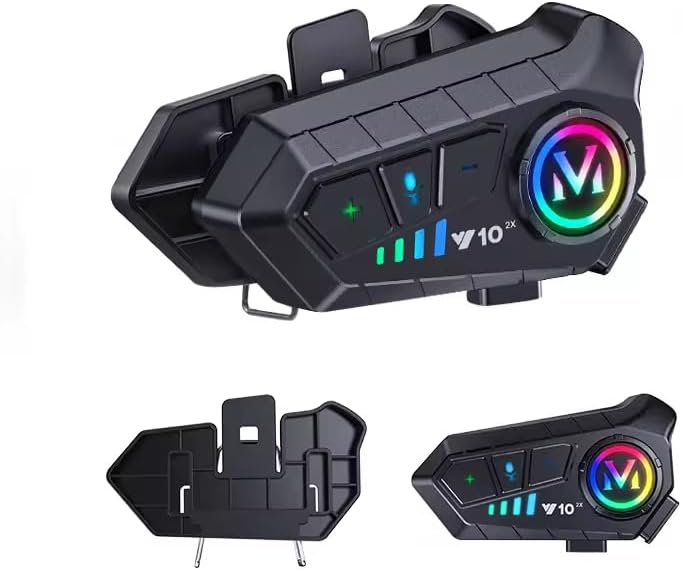 Miniatura 7 de Auriculares Bluetooth para casco, paquete de 2 unidades, soporte BT Hadset para motocicleta, cancelación de ruido, altavoz de casco con sistema de