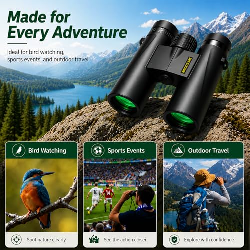 Image of Asacam 12x42 Binoculars for Adults, HD BAK4 Prism for Bird Watching