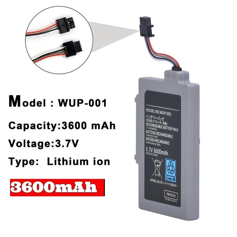 Batteria Wup-001 Batteria al litio ricaricabile da 3,7 V 3600 mAh, compatibile for Nintendo, compatibile for Wii U, parti di ricambio for console di gioco controller gamepad(6PCS battery)