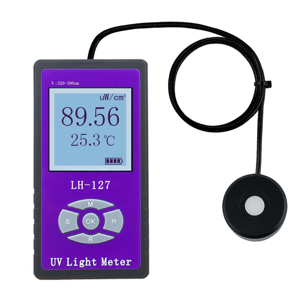 Professional UVA Light Meter 320-390nm | UV Radiometer with 1μW/cm² to 2000W/m² Range | Digital UV Intensity Detector for Industrial/Solar/Lab