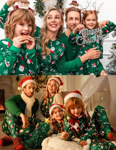 Ekouaer Family Christmas Pajamas Matching Sets Womens Mens Pjs Long Sleeve Sleepwear Holiday Lounge Sets