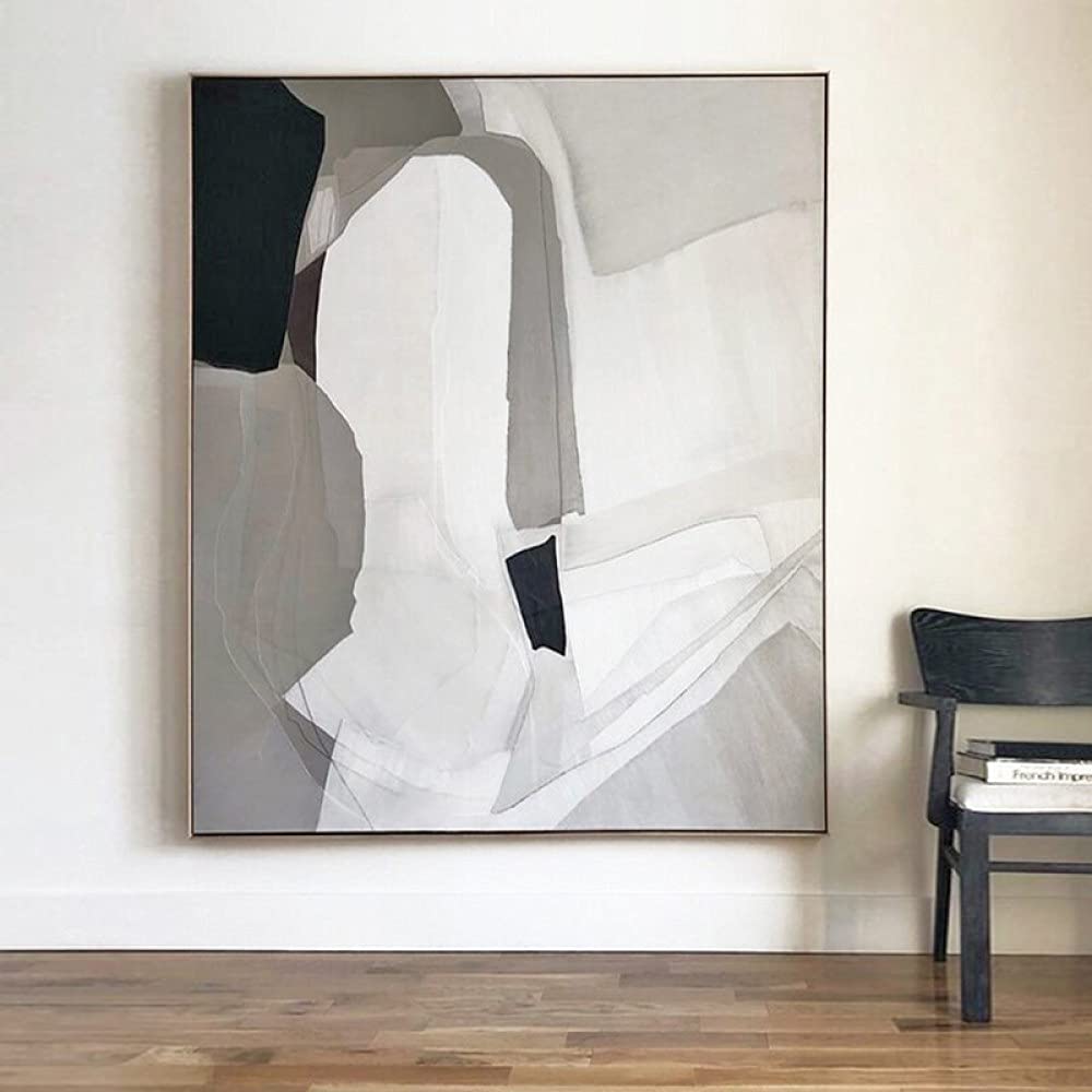Cuadros Modernos Al Oleo,Estilo Creativo Gris Blanco Bloque De Color Textura Vertical Grandes Pinturas Al Óleo Arte Arte Abstracto Moderno Lienzo Pinturas De Arte De Pared Sala De Estar Dormitorio