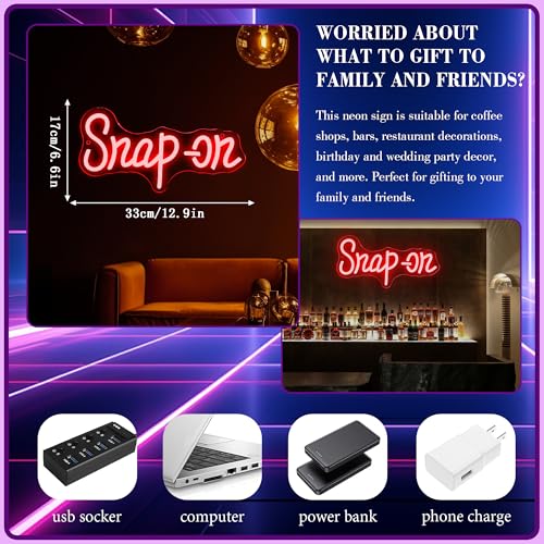 Image of Snaps Tools Neon Sign, Dimmable Garage Shop Neon Light Sign Home Decor Wall Art Sign, 12.9 x 6.6 in, USB Powered for Garage Auto Repair Workshop Bar Beer