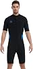 Lemorecn Wetsuit Men Women, 2mm Shorty Wetsuit Front Zip Ultra-Stretch Neoprene Thermal Swimsuit Diving Suit for Water Sports