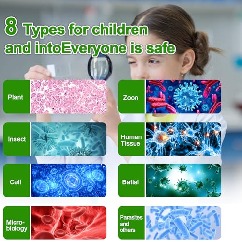 Image of 60 Pieces Prepared Microscope Slide Set with Specimens, Plant Animal Cell Science Education Microscope Slides for Bioscience Labs