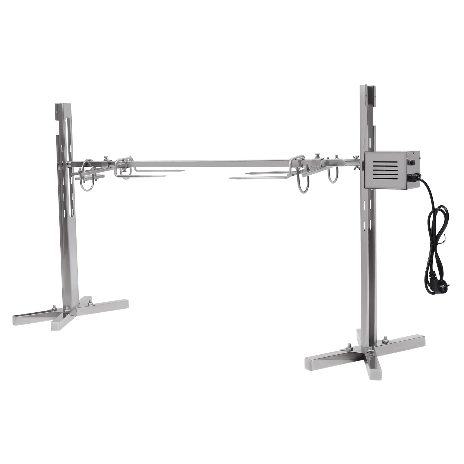 Barbecue per maialino, 30 kg, con motore, regolabile in altezza, elettrico, in acciaio inox, per falò, campeggio e giardino