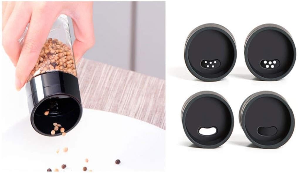 Condiment Pots Set Kitchen Seasoning Box Stainless Steel Handle Carousel Design Glass Seasoning Jar is More Convenient to Use Seasoning Boxes (Size : 7-piece set) ()