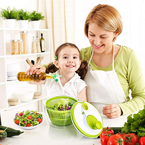 AnGeer Salad Spinner Large Multifunction 4.5 Quart Design BPA Free，Manual Good Grips Crank Handle & Locking Fruits and Vegetables Dryer Dry Off & Drain Lettuce Quick Spinner - Thumbnail 5