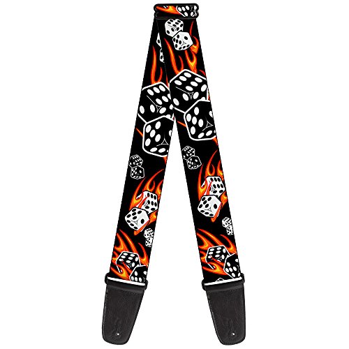 Buckle-down Sangle de guitare 34-60″ Flaming Dice - Les Beatles, Paul McCartney, John Lennon, RIngo Starr, George Harrison Buckle-down Sangle de guitare 34-60" Flaming Dice