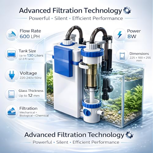 Image of VAYINATO Sun-Sun YBF-600 Large Flow HOB Aquarium Filter, Silent External Bio Power Filter for Freshwater & Planted Tanks, Multi-Stage Filtration, 600L /H, 8W