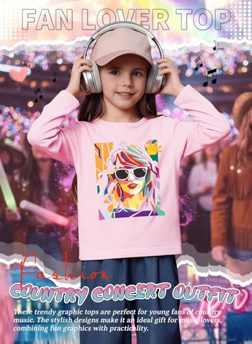 Image of Girl Country Music T-Shirt - Kids Singer Letters Graphic Birthday Shirts Gifts Fan Song Tour Concert Outfit Top