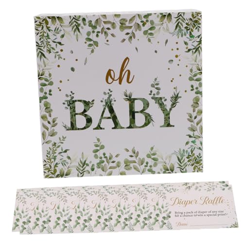 HEALLILY Lotería para Shower con Caja de Tarjetas de Greenery Boletos para Rifa de Pañales de Bosque y Recuerdos para Fiesta de Shower