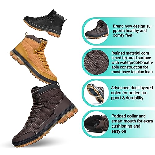 Wondamo Men's Snow Boots Lightweight Waterproof Winter Boots Fur Lined Anti-slip Cold Weather Shoes3