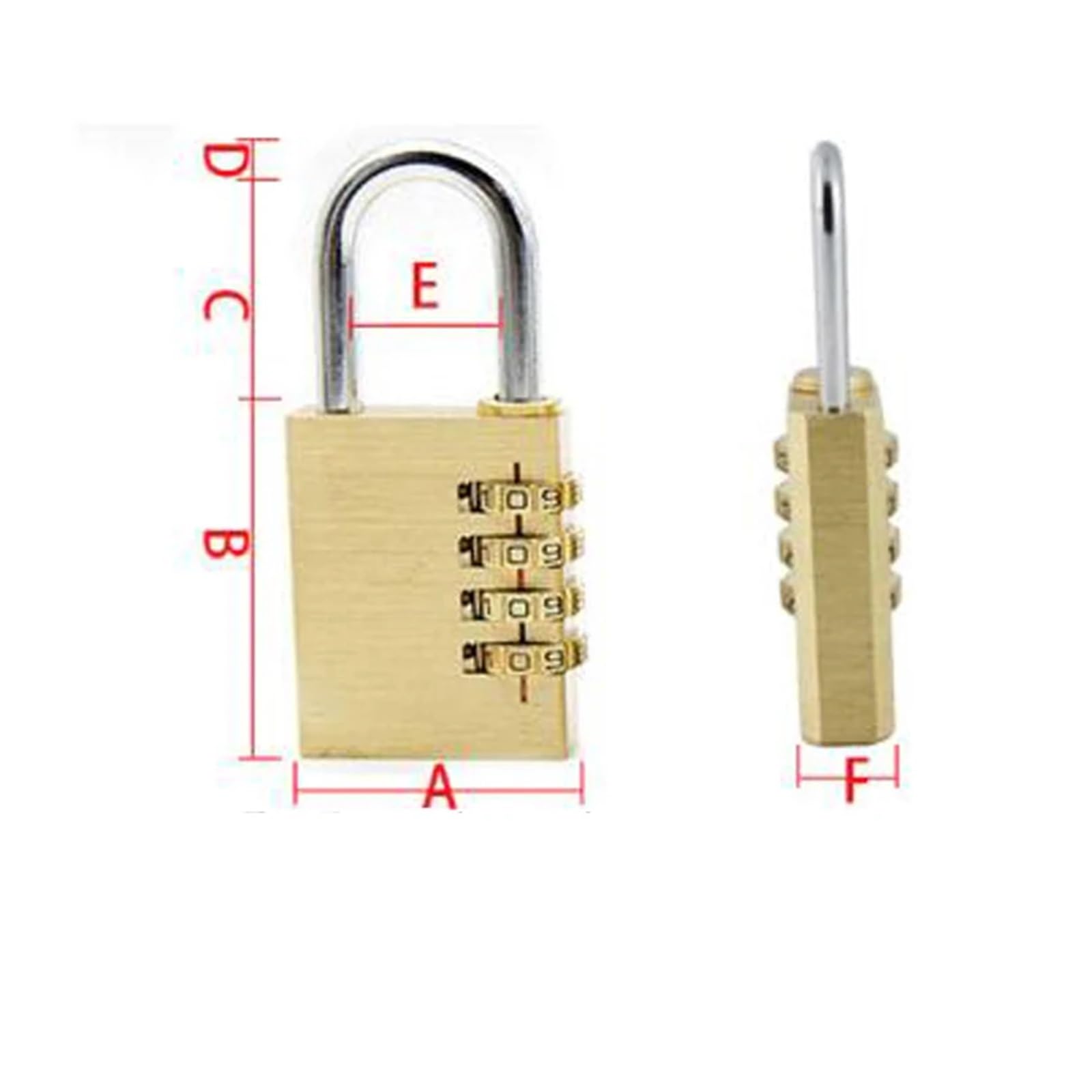 Mini kłódka z 4 cyframi z mosiądzu zamek szyfrowy blokada hasłem kod Pure Cooper mosiądz zamek szyfrowy zamek szyfrowy 1 szt. (3 coded lock)