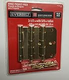 3-1/2 in. Bright Brass 5/8 in. Radius Security Door Hinges (3-Pack)