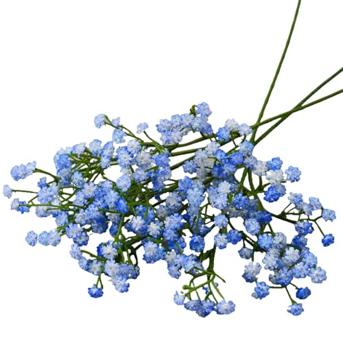 Mtbricey 6 Pcs Artificial Babys Breath Flowers Real Touch Faux Gypsophila Bouquets Fake Flowers for Wedding Decorations Bridal Bouquet Home Floral Arrangement Centerpieces and Party Decoration (Blue)