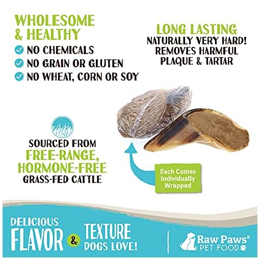 Raw Paws Pet Peanut Butter Filled Cow Hooves for Dogs, 5 Pack Natural