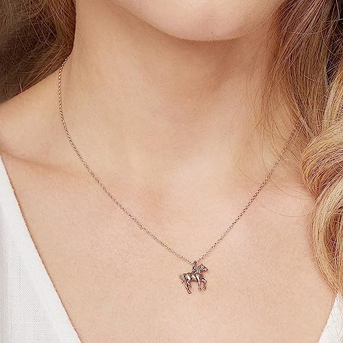 MORGAN & PAIGE .925 Sterling Silver Oxidized Horse Sterling Silver Necklace for Women, Dainty and Lightweight Charm Womens Necklaces, Gift Silver Jewelry for Her 16" Cable Chain + 2" Extender2