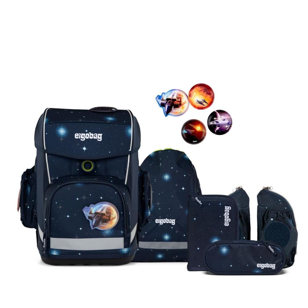 ergobag Cubo Light Jumbo Special Edition Schulranzen Set 7tlg. inkl. Fan-Box (KoBärnikus Galaxy Glow)