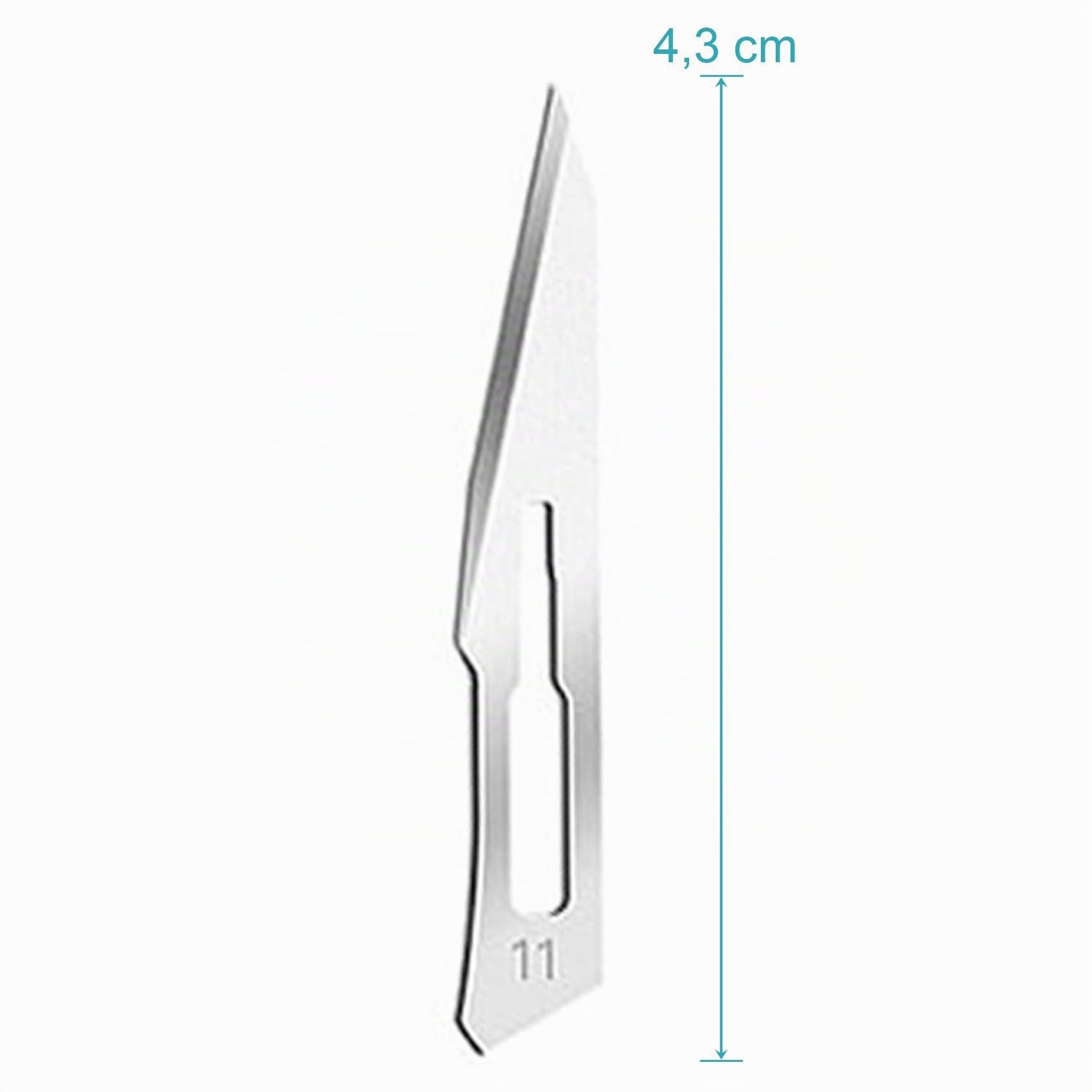 May Set 100 x Skalpellklingen Figur 11 Ersatzklingen einzeln steril verpackt + 1 x Skalpellhalter 21 cm lang aus Edelstahl