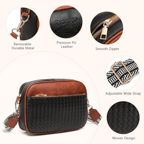 Image of Crossbody Bags for Women Vegan Leather Small Purses with Detachable Coin Pouch Adjustable Guitar Wide Strap