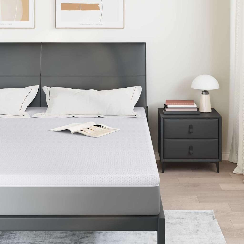 Schaumstoff Matratzenauflage Weiß 180 x 200 cm, Jacquard Stoff Auflage mit Polyesterkern, weiche Matratzenauflage für mehr Schlafkomfort und modernes Design