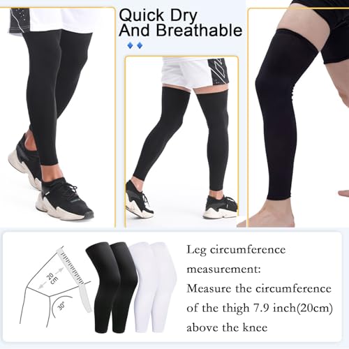 2 Pairs Leg Sleeves,Full Leg Compression Sleeve for Men Women,Long Knee Sleeve with Anti-slip Silicone Strips2