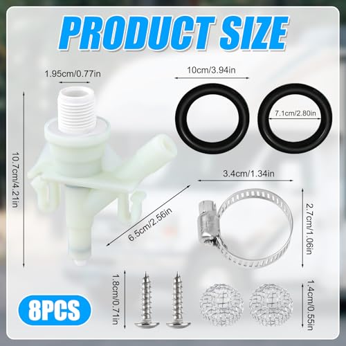 Image of NQEUEPN 385311641 RV Toilet Valve Kit Compatible with Dometic 300, 301, 310, 311, 320, 321, RV Toilet Repair Kit RV Toilet Valve Parts Replacement, Including Accessories, black